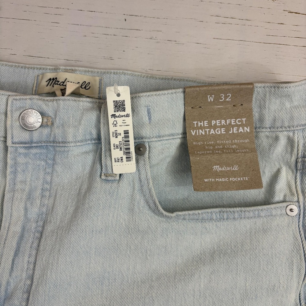 Madewell The Perfect Vintage Jean Jeans Womens 32 Light Wash High Rise Tapered